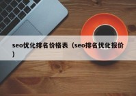 seo优化排名价格表（seo排名优化报价）