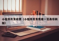 小程序开发收费（小程序开发费用一览表华网版）