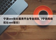 宁波seo优化服务平台专业团队（宁波网络优化seo报价）