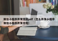 微信小程序开发流程pdf（怎么开发小程序微信小程序开发流程）