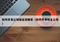 软件开发公司排名找哪家（软件开发知名公司）