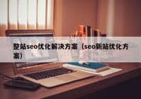 整站seo优化解决方案（seo新站优化方案）